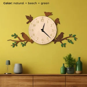 Bird Family Wooden Wall Clock